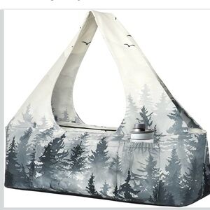 🧘‍♀️ Large Yoga Mat Tote Bag – Multi-Pocket, Full Zip, Forest Print NWOT